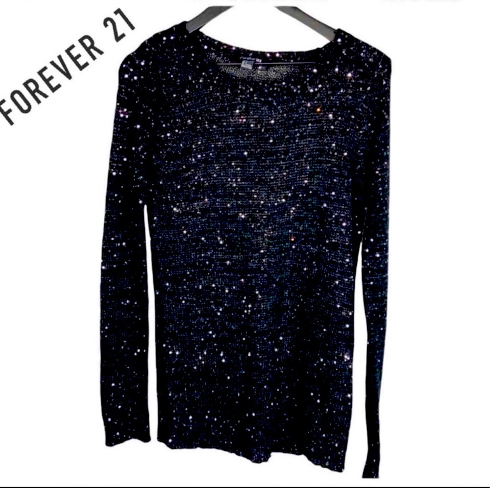 Forever 21 Woman’s Black Loose Knit Sparkle Sweater - Picture 3 of 14